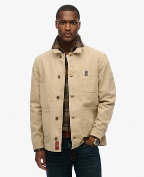 Superdry MERCHANT CANVAS WORKER JACKET STONEWASH TAUPE BROWN Superdry MERCHANT CANVAS WORKER JACKET STONEWASH TAUPE BROWN