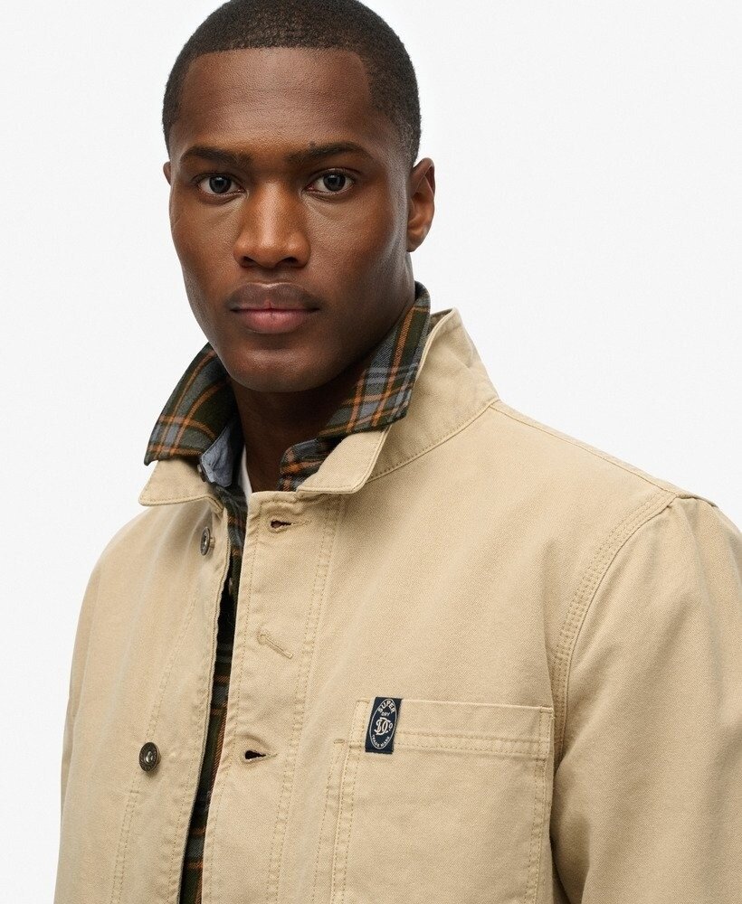 Superdry MERCHANT CANVAS WORKER JACKET STONEWASH TAUPE BROWN