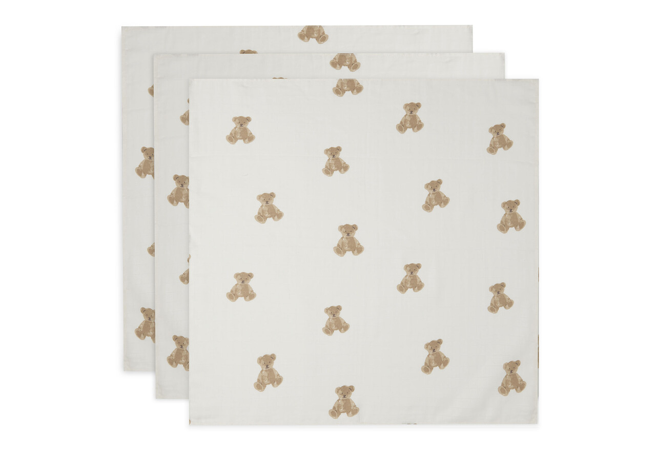 Jollein HYDROFIELE DOEK SMALL 70X70CM TEDDY BEAR (3PACK) Jollein HYDROFIELE DOEK SMALL 70X70CM TEDDY BEAR (3PACK)