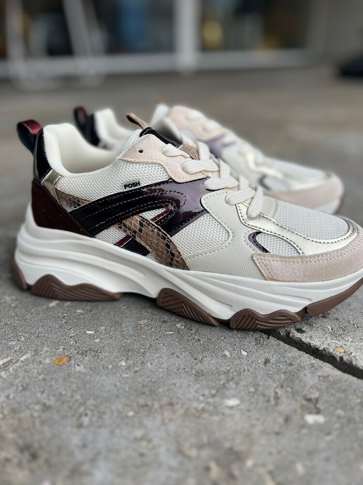Poelman SNEAKER GIGI BEIGE/BROWN Poelman SNEAKER GIGI BEIGE/BROWN