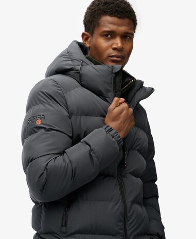 Superdry HOODED SPORTS PUFFER JACKET EBONY/EBONY