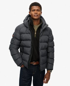 Superdry HOODED SPORTS PUFFER JACKET EBONY/EBONY Superdry HOODED SPORTS PUFFER JACKET EBONY/EBONY