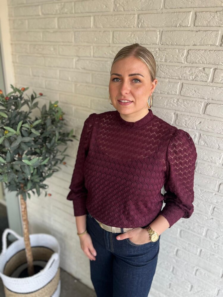 JDY JDYAVERY L/S LACE TOP JRS NOOS