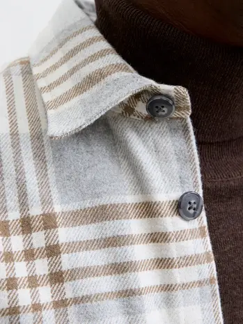 Jack en Jones JPRRAYLE MELANGE CHECK L/S OVERSHIRT SN ERMINE