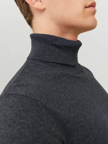Jack en Jones JJEEMIL KNIT ROLL NECK NOOS DARK GREY MELANGE.