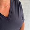 Mi Piace SHIRT V-NECK RIBBED 202644 BLACK Mi Piace SHIRT V-NECK RIBBED 202644 BLACK