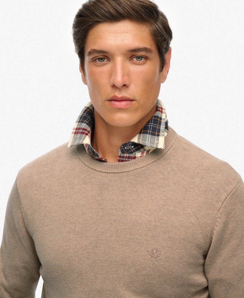 Superdry ESSENTIALS COTTON JUMPER TAUPE MARL