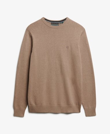 Superdry ESSENTIALS COTTON JUMPER TAUPE MARL