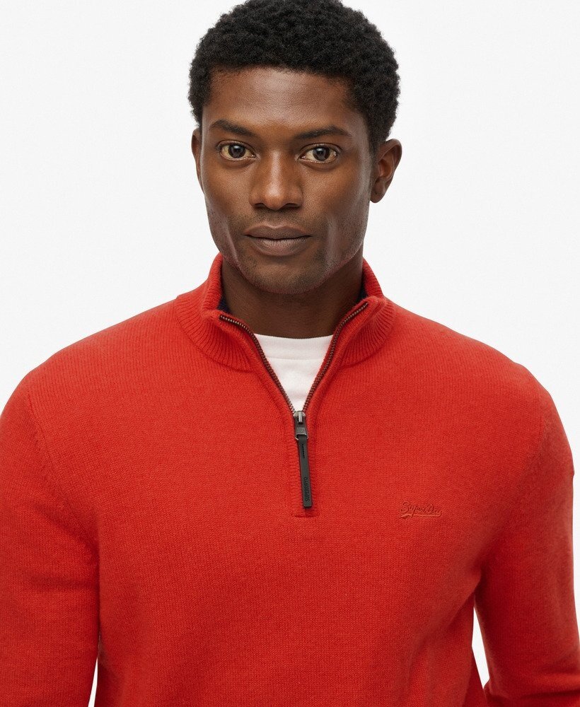 Superdry WOOL BLEND HALF ZIP JUMPER VERMILLION ORANGE MARL