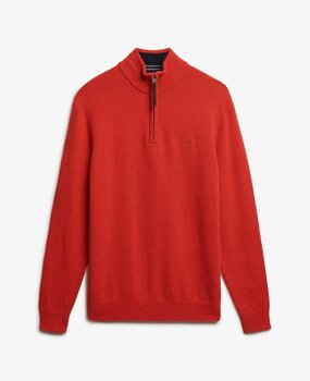 Superdry WOOL BLEND HALF ZIP JUMPER VERMILLION ORANGE MARL