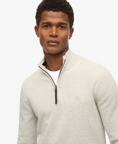 Superdry ESSENTIALS COTTON HALF ZIP LIGHTNING GREY MARL