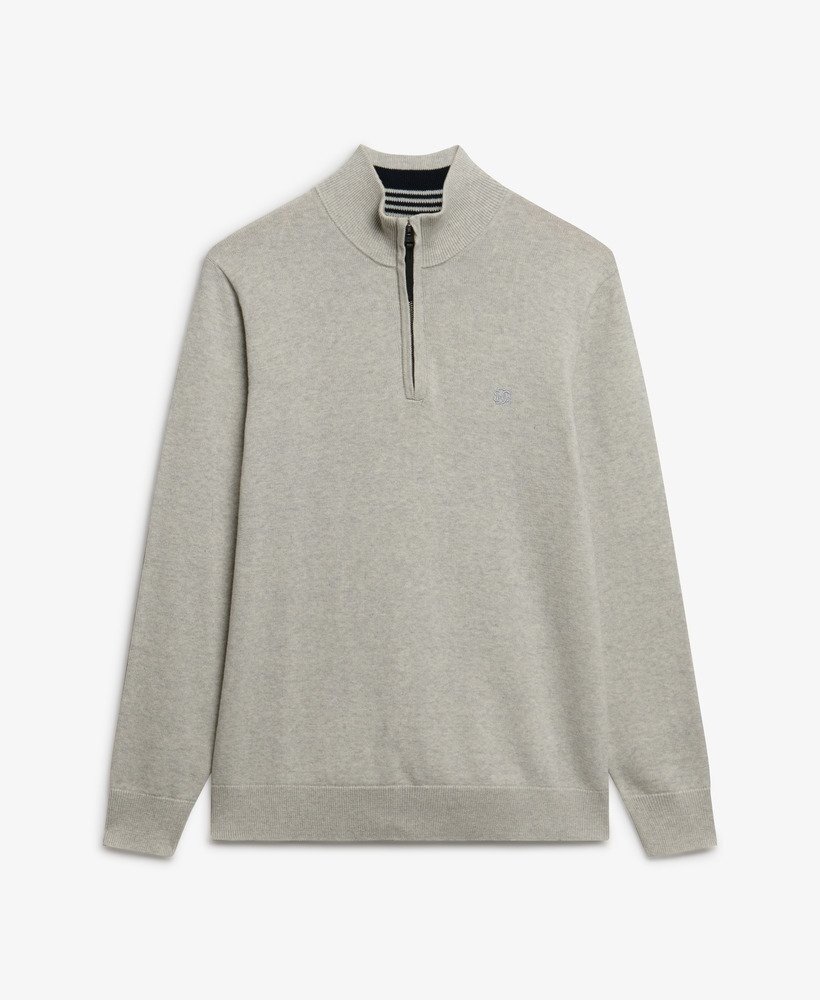 Superdry ESSENTIALS COTTON HALF ZIP LIGHTNING GREY MARL