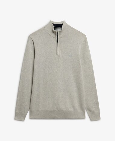 Superdry ESSENTIALS COTTON HALF ZIP LIGHTNING GREY MARL