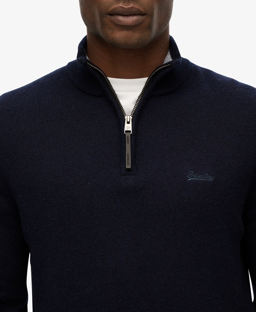 Superdry WOOL BLEND HALF ZIP JUMPER CHARRED NAVY MARL