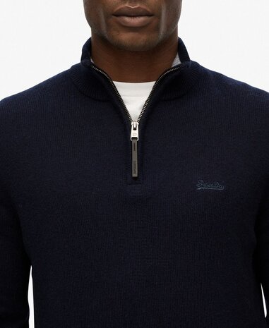 Superdry WOOL BLEND HALF ZIP JUMPER CHARRED NAVY MARL