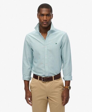 Superdry CLASSIC OXFORD L/S SHIRT PEPERMINT CHALK STRIPE