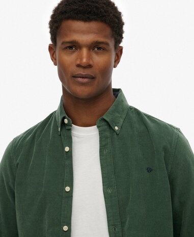 Superdry CLASSIC NEEDLE CORD SHIRT ICE GREEN