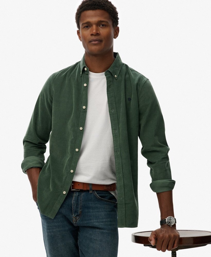 Superdry CLASSIC NEEDLE CORD SHIRT ICE GREEN