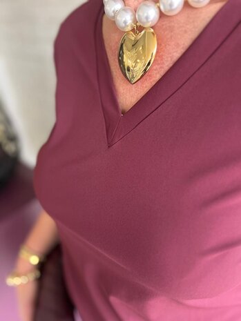 Mi Piace SHIRT TRAVELSTOF V-NECK 202271 BURGUNDY