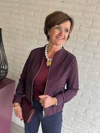 Mi Piace SHIRT TRAVELSTOF V-NECK 202271 BURGUNDY