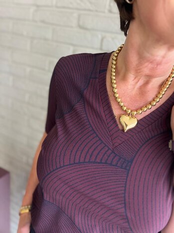 Mi Piace SHIRT TRAVELSTOF V-NECK 202271 CIRCLE PRINT BURGUNDY