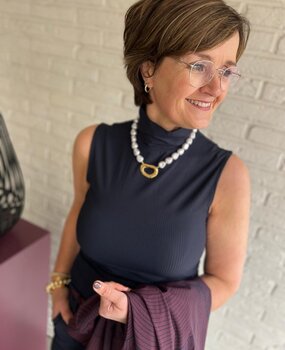 Mi Piace TOP COLLAR RIBBED 202642 DARK BLUE