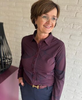 Mi Piace BLOUSE TRAVELSTOF 60840 CIRCLE PRINT BURGUNDY