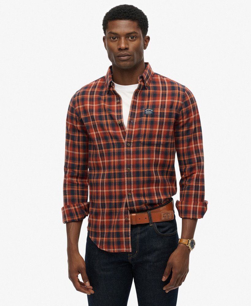 Superdry L/S COTTON LUMBERJACK SHIRT LOGGER CHECK ORANGE