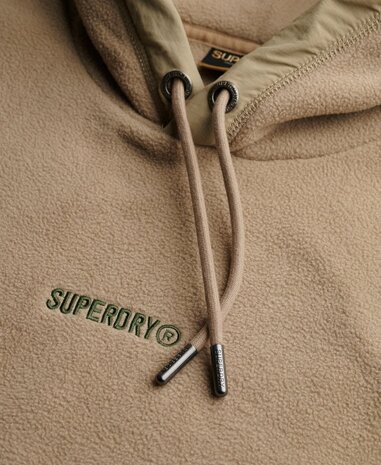 Superdry MICRO LOGO FLEECE HOOD WINTER TWIG BEIGE