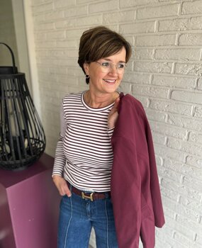 SisterSpoint EIKE-LS.STR CREAM/DARK BORDEAUX