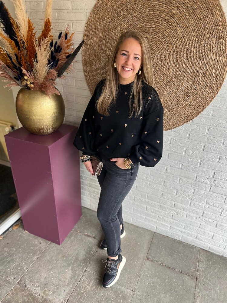 Ydence SWEATER HEARTS BLACK/GOLD Ydence SWEATER HEARTS BLACK/GOLD