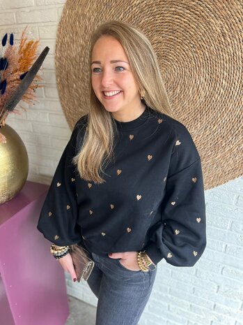 Ydence SWEATER HEARTS BLACK/GOLD Ydence SWEATER HEARTS BLACK/GOLD