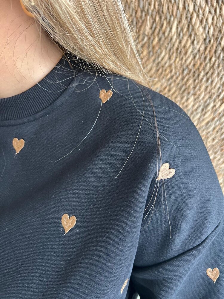 Ydence SWEATER HEARTS BLACK/GOLD Ydence SWEATER HEARTS BLACK/GOLD