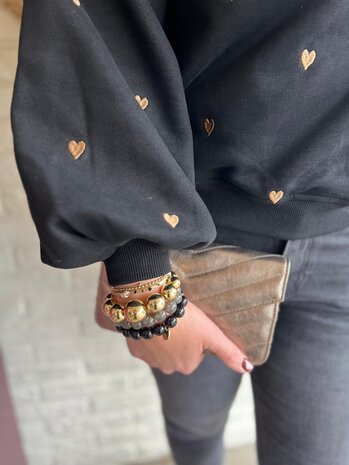 Ydence SWEATER HEARTS BLACK/GOLD Ydence SWEATER HEARTS BLACK/GOLD
