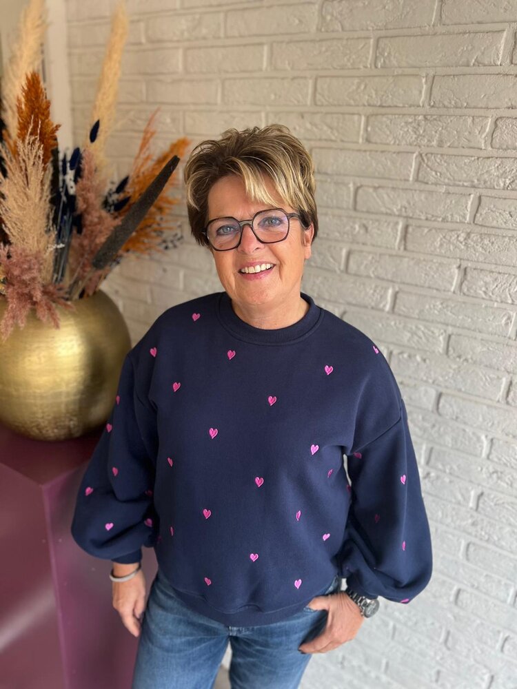 Ydence SWEATER HEARTS NAVY/FUCHSIA PURPLE Ydence SWEATER HEARTS NAVY/FUCHSIA PURPLE