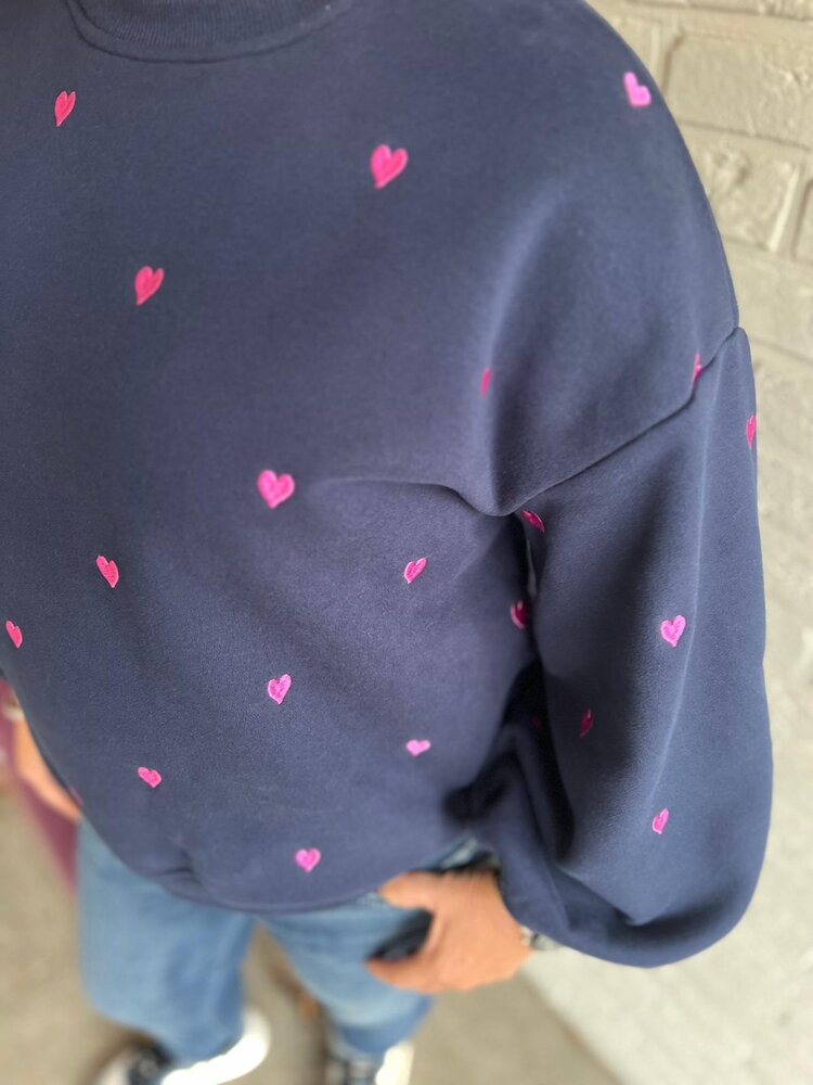Ydence SWEATER HEARTS NAVY/FUCHSIA PURPLE Ydence SWEATER HEARTS NAVY/FUCHSIA PURPLE