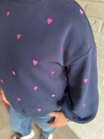Ydence SWEATER HEARTS NAVY/FUCHSIA PURPLE Ydence SWEATER HEARTS NAVY/FUCHSIA PURPLE
