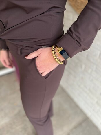 Mi Piace BLOUSE BOW TRAVELSTOF 202709 ESPRESSO Mi Piace BLOUSE BOW TRAVELSTOF 202709 ESPRESSO