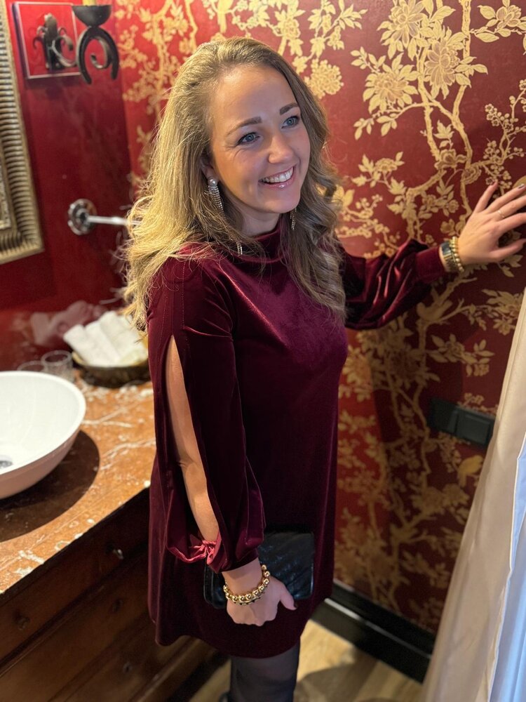 DRESS VELVET BURGUNDY ONE SIZE