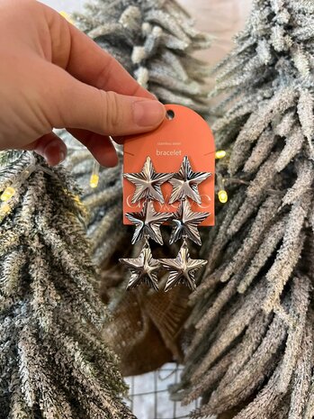 OORBELLEN STERREN GOUD/ZILVER