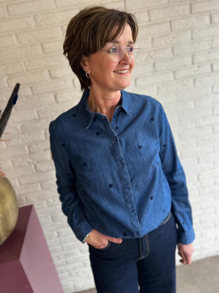 JDY JDYLOVE L/S EMBR SHIRT WVN DIA MEDIUM BLUE DENIM