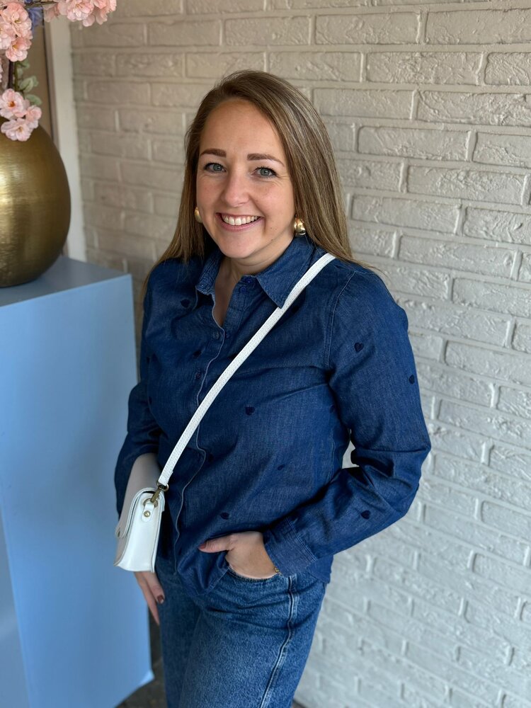 JDY JDYLOVE L/S EMBR SHIRT WVN DIA MEDIUM BLUE DENIM