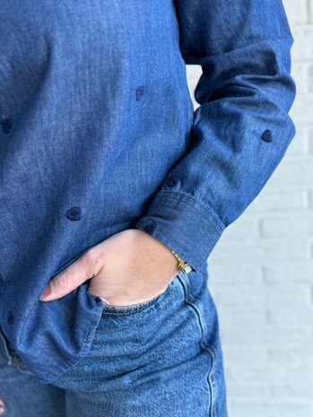 JDY JDYLOVE L/S EMBR SHIRT WVN DIA MEDIUM BLUE DENIM