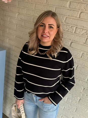 ICHI IHBOSTON LS6 BLACK W BIRCH STRIPE