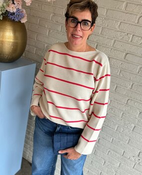 ICHI IHBOSTON LS6 BIRCH W TEABERRY STRIPE