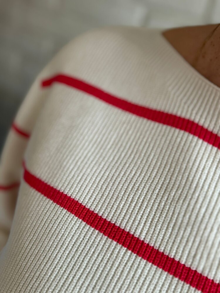 ICHI IHBOSTON LS6 BIRCH W TEABERRY STRIPE