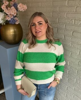ICHI IHDUSTY LS STRIPE2 KELLY GREEN