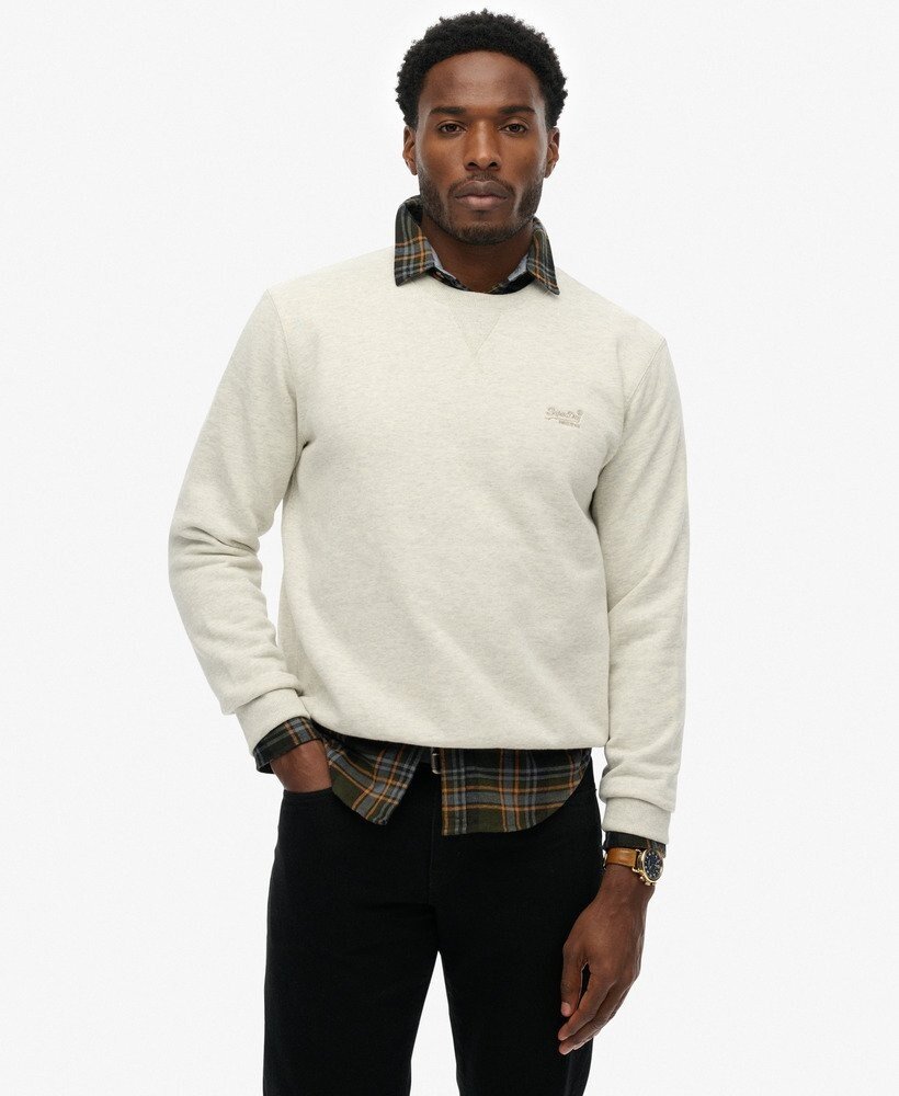 Superdry ESSENTIAL LOGO CREW SWEATSHIRT STRAW GREY MARL