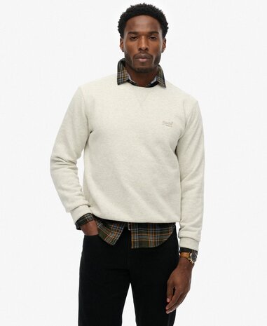 Superdry ESSENTIAL LOGO CREW SWEATSHIRT STRAW GREY MARL
