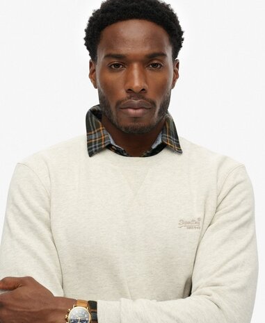 Superdry ESSENTIAL LOGO CREW SWEATSHIRT STRAW GREY MARL